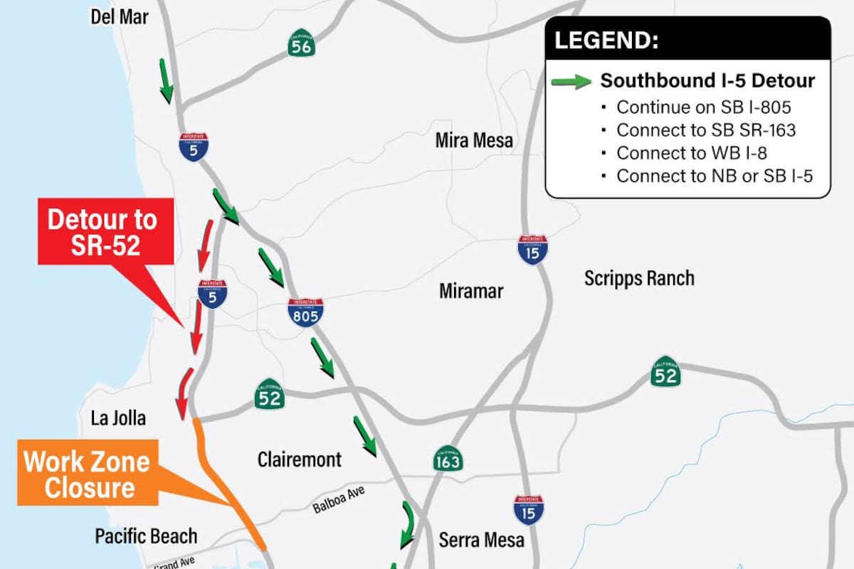 Anuncian otro mega cierre en carretera de San Diego
