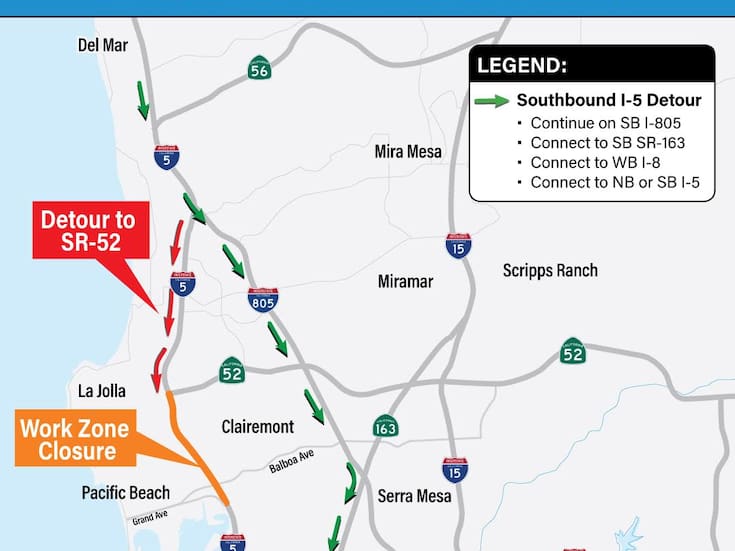 Anuncian otro mega cierre en carretera de San Diego