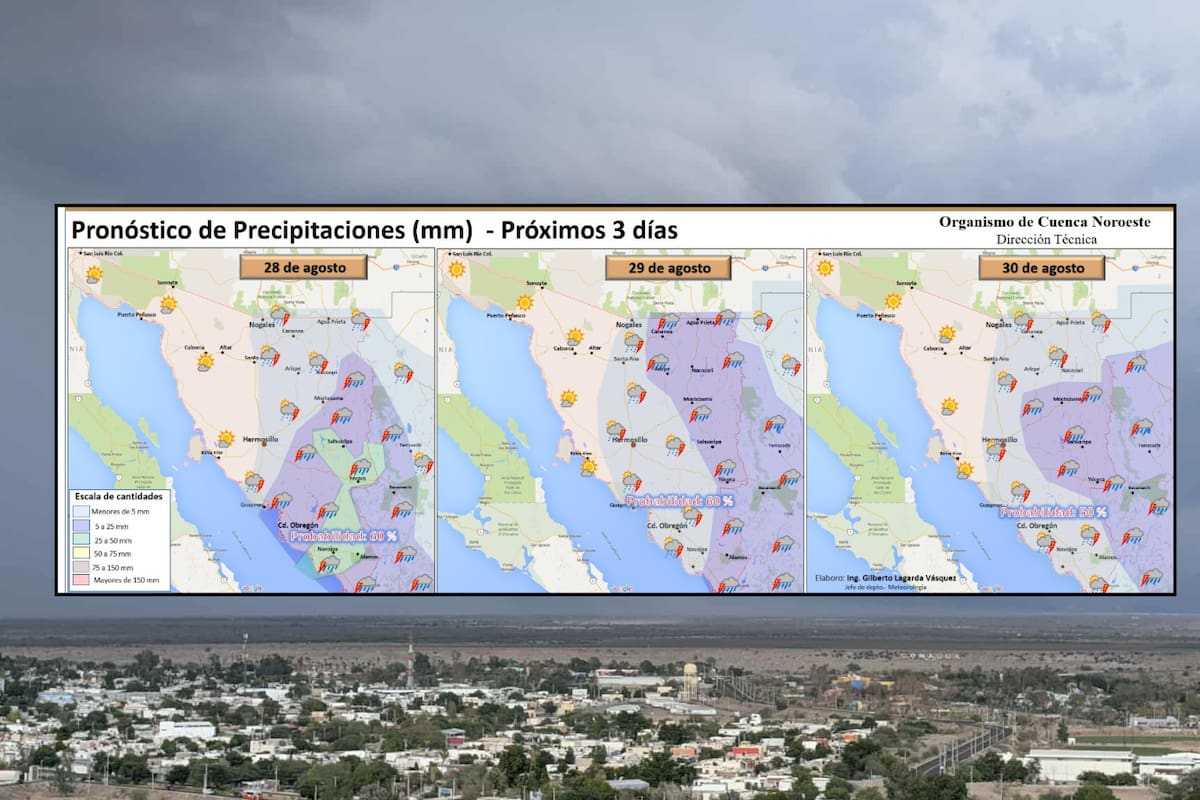 Sonora permanecerá con un 60% de probabilidad de lluvias en la mayor parte del territorio