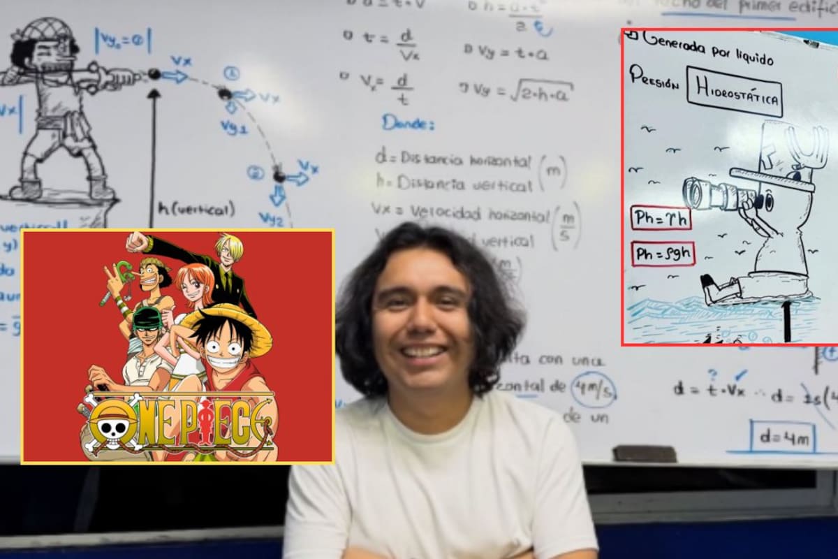 Maestro mexicano se vuelve viral por enseñar física con ejemplos de One Piece
