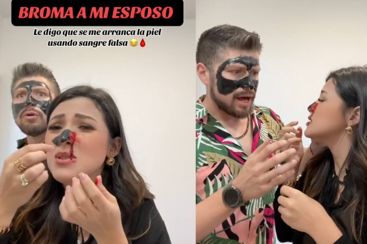 VIRAL | Mujer le hace pesada broma a su esposo: finge que una mascarilla le ARRANCA la piel