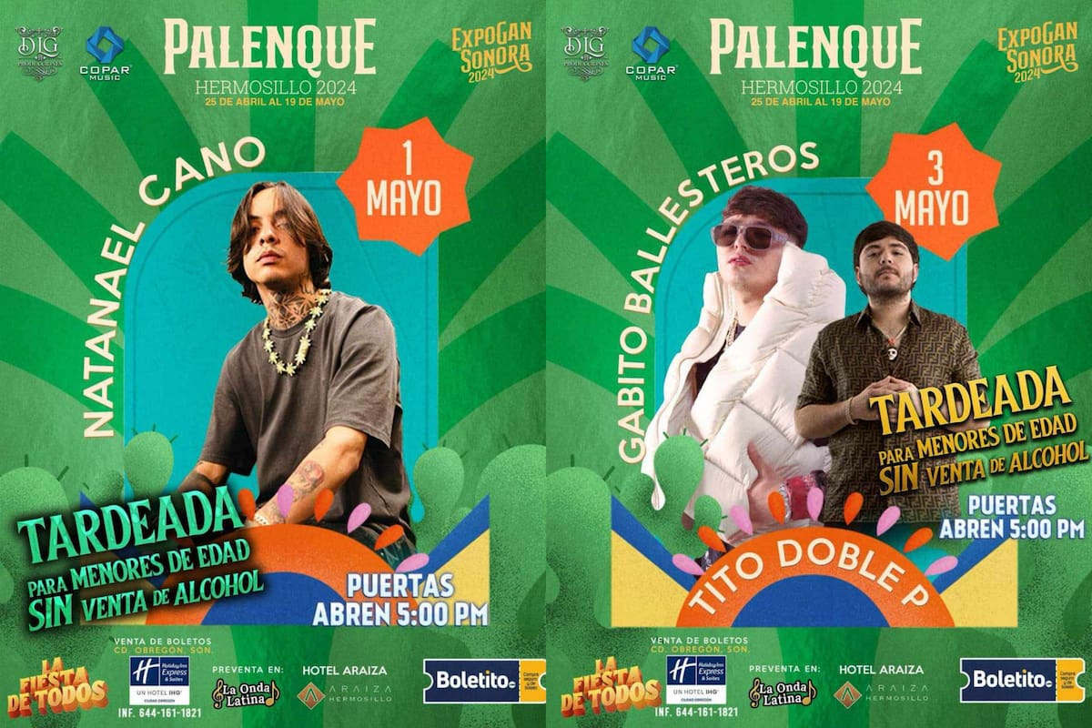Natanael Cano y Gabito Ballesteros anuncian eventos para menores de edad en la Expogan Sonora
