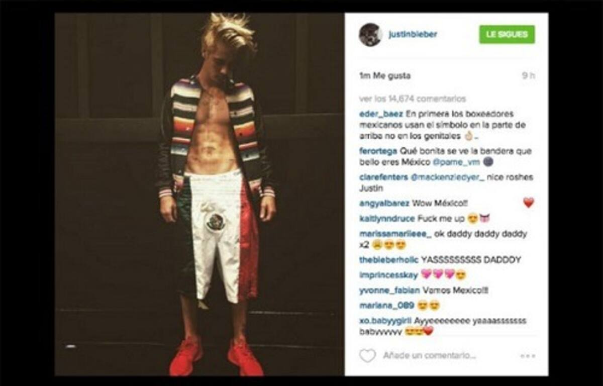 Justin Bieber usó la Bandera de México en sus shorts para practicar boxeo.