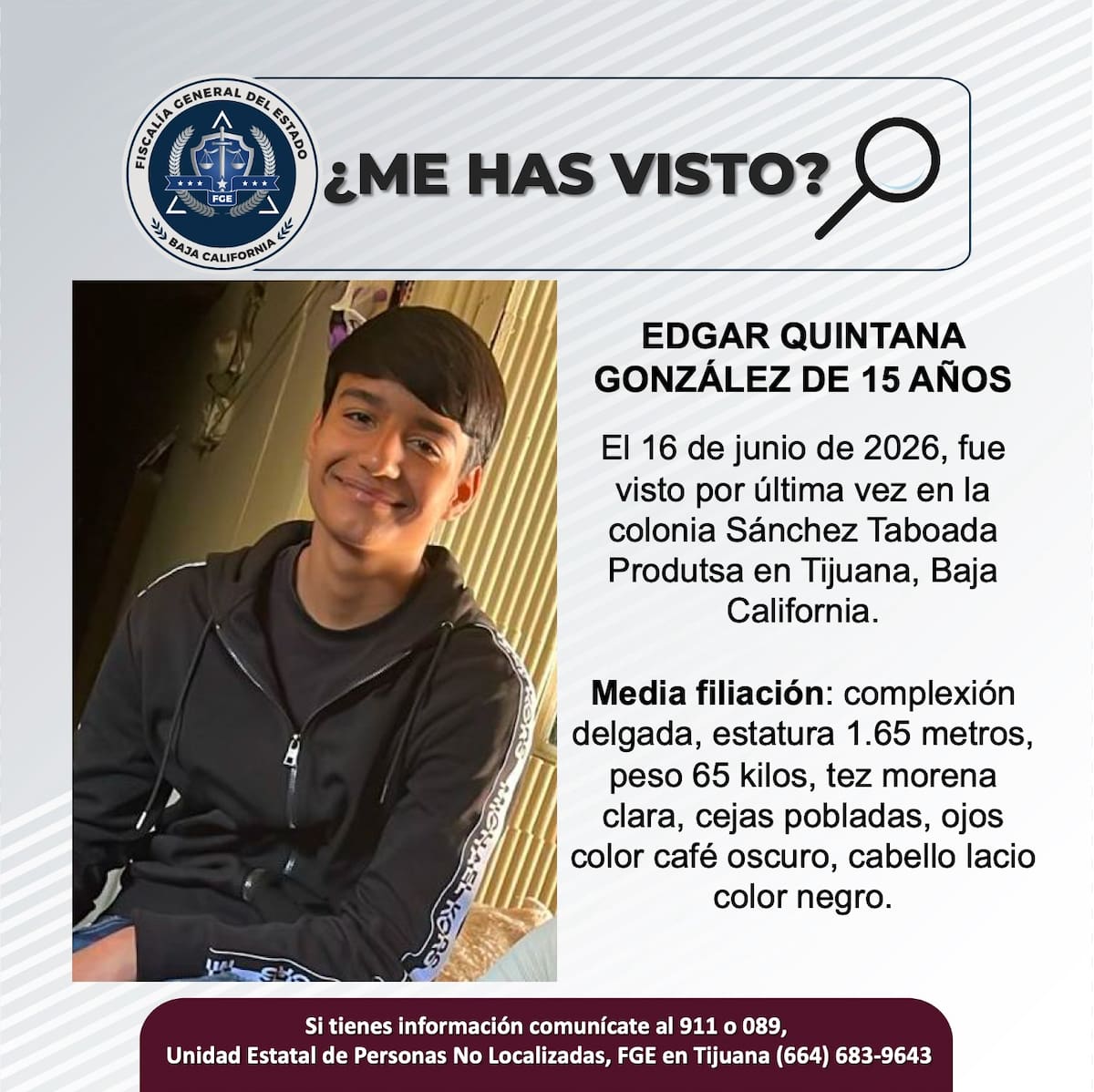 Fue visto por última vez el 16 de junio de 2026.