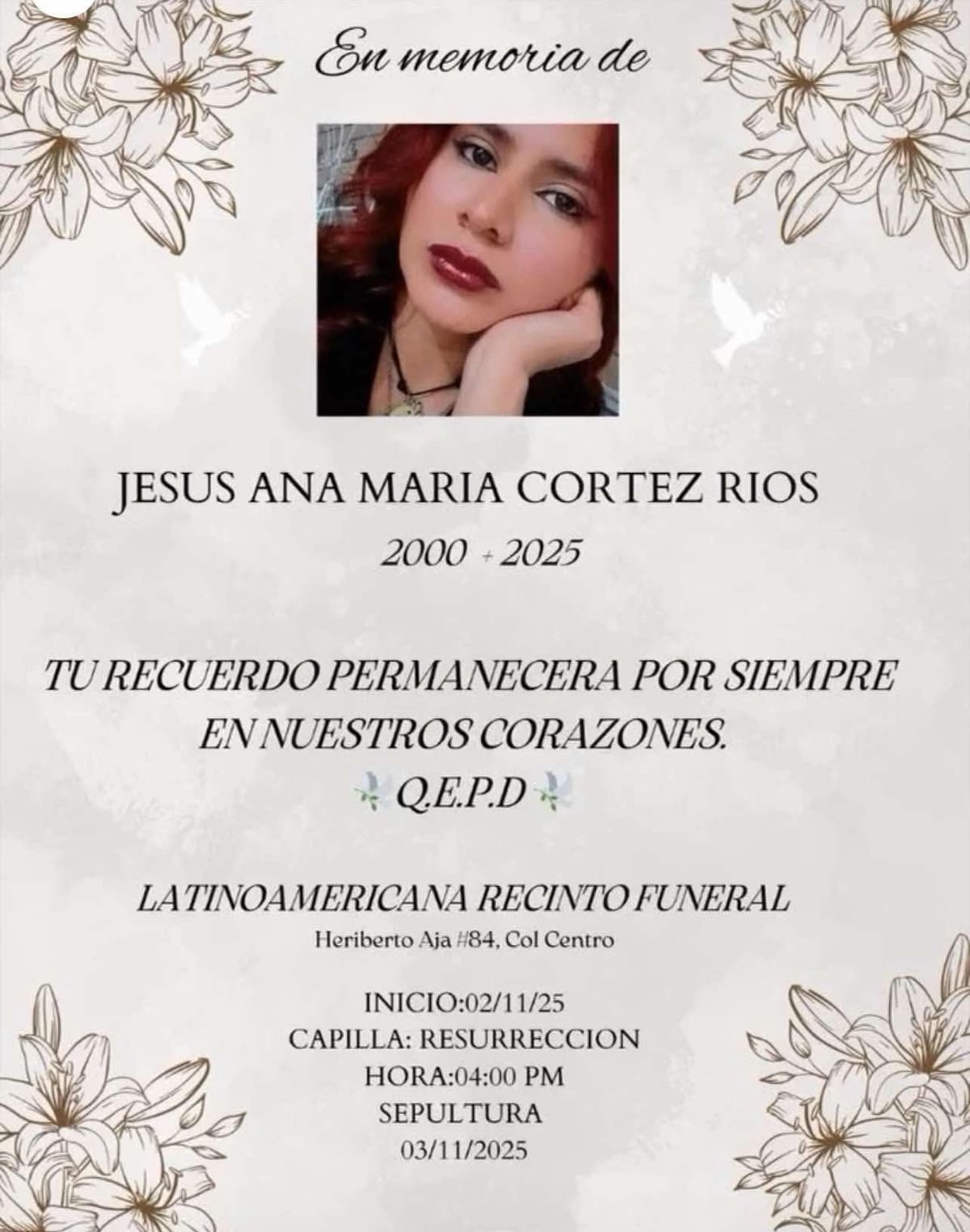 Ana María Cortez. Foto: Redes sociales