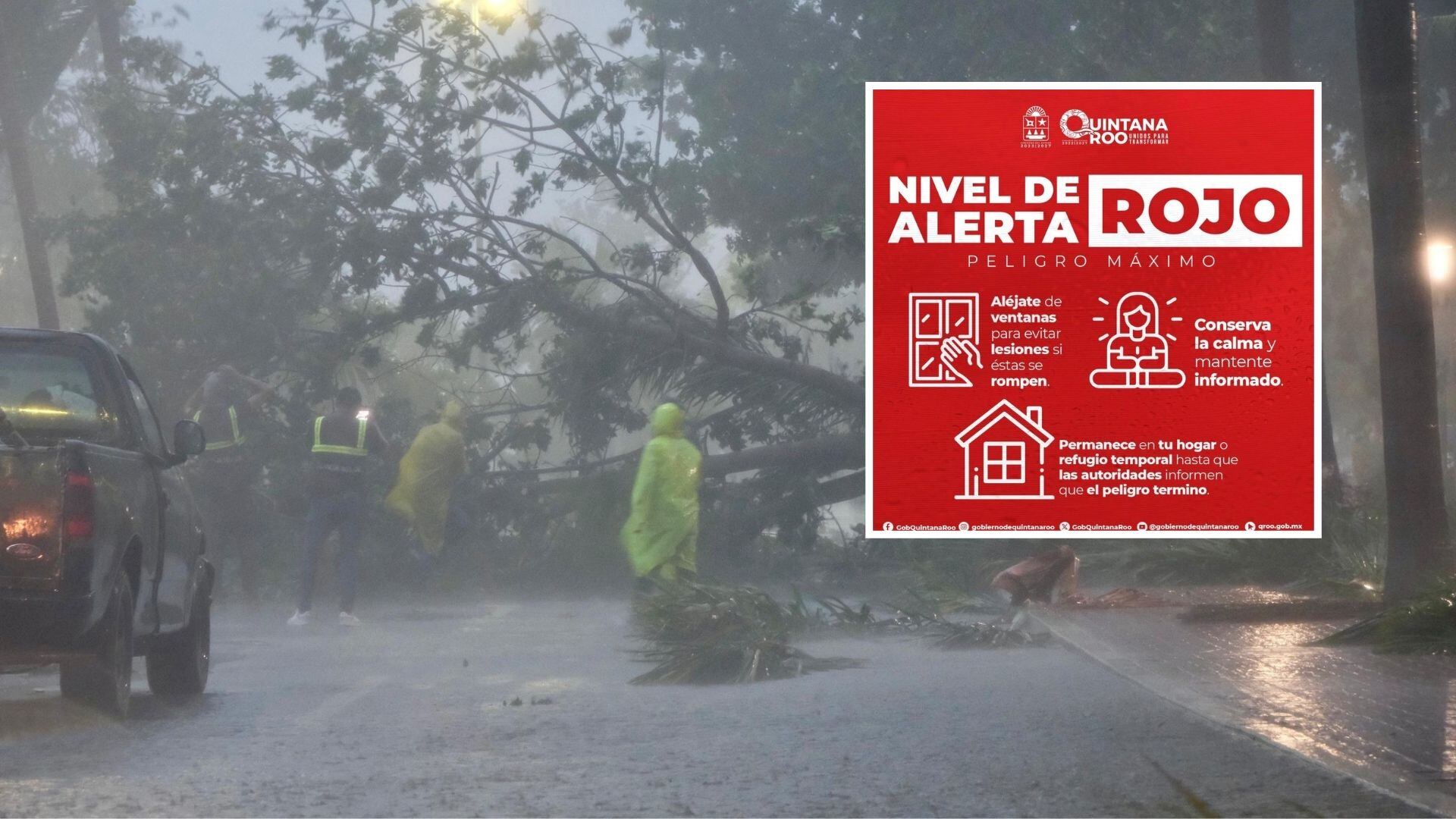 Alerta roja en Quintana Roo por tormenta tropical Helene / fotografías compartidas por la gobernadora Mara Lezama en su cuenta de Facebook