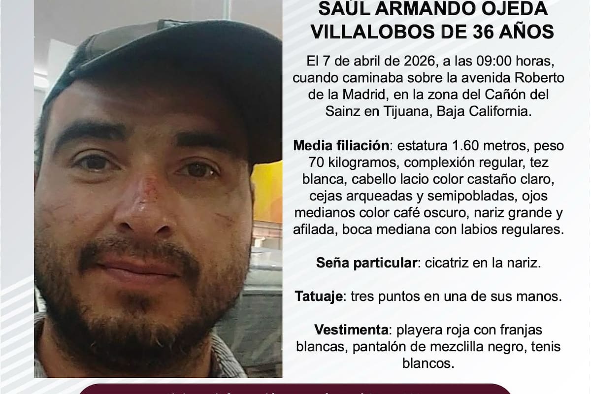 Se busca a Saúl Armando Ojeda Villalobos de 36 años de edad