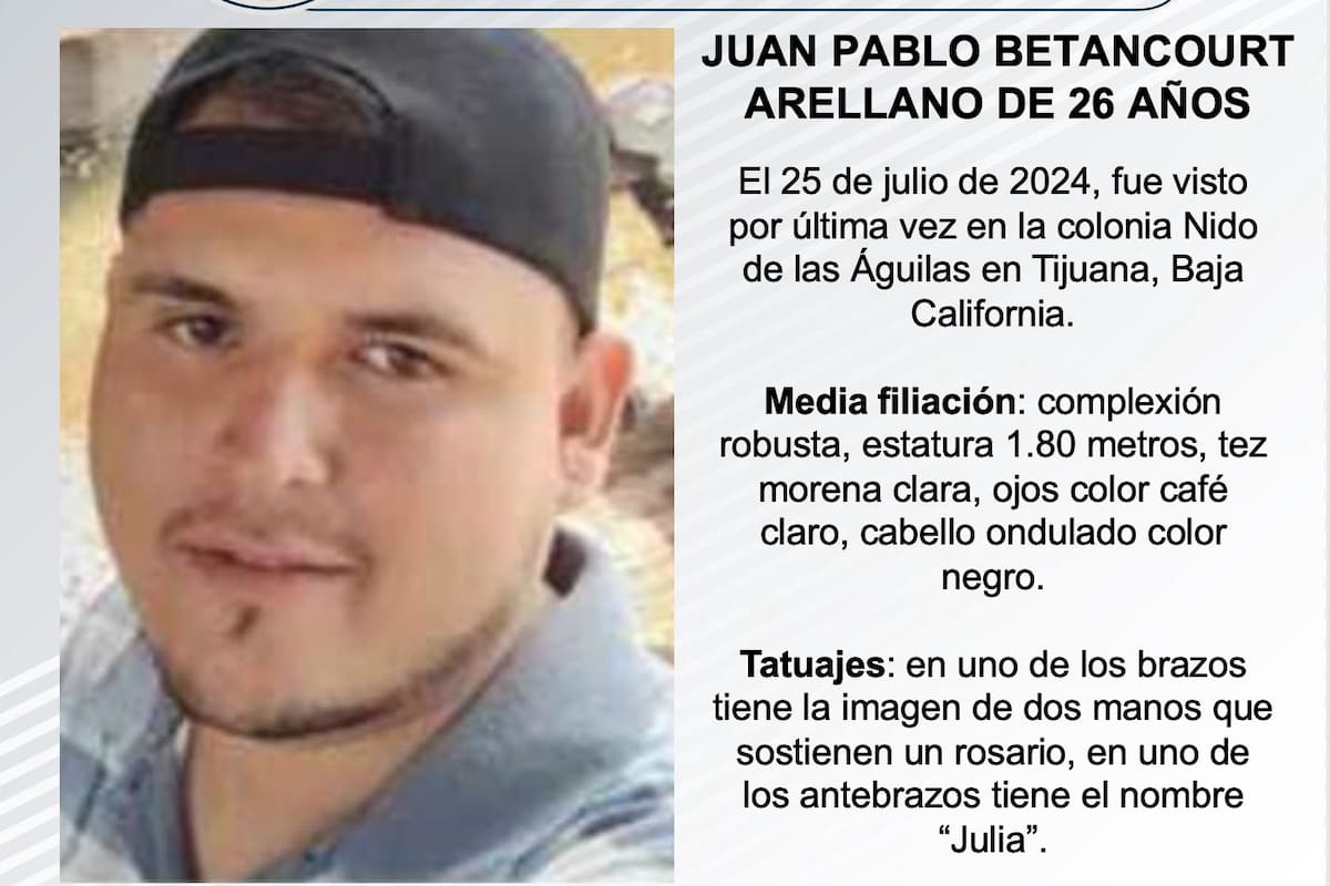 Se busca a Juan Pablo Betancourt Arellano de 26 años de edad.