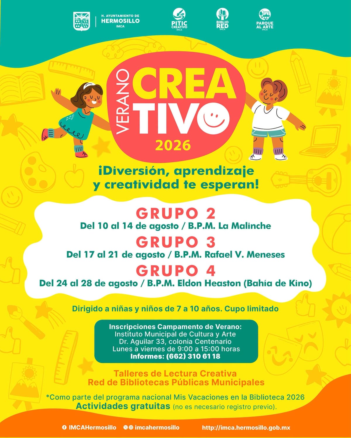Invitan a niños de Hermosillo al Campamento de Verano Creativo 2026 en La Malinche; habrá talleres de arte, música, lectura y cine