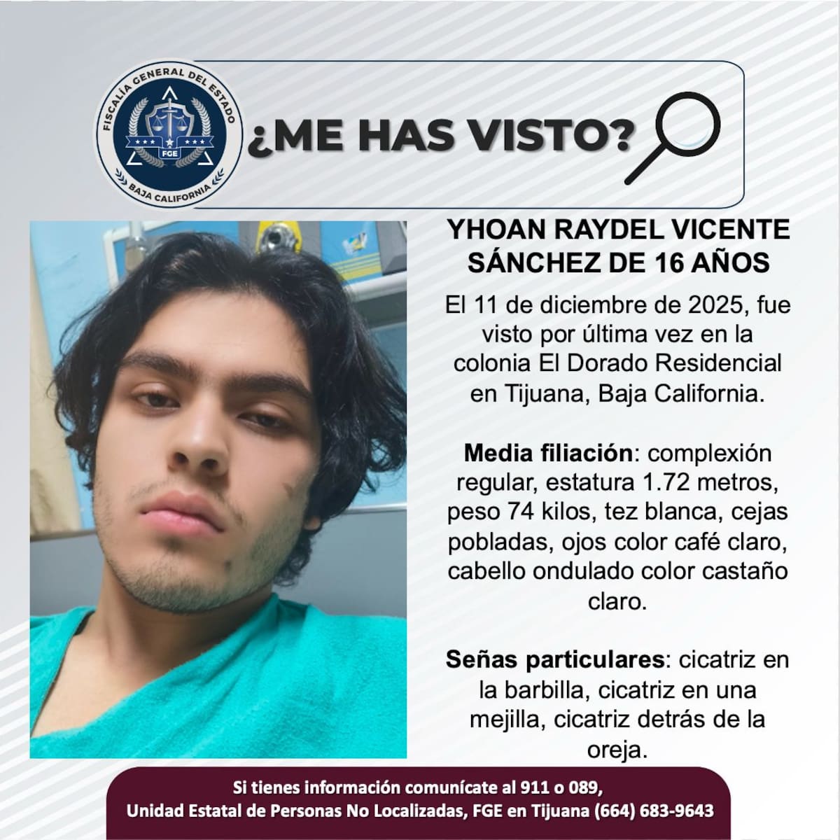 Fue visto por última vez el 11 de diciembre de 2025.