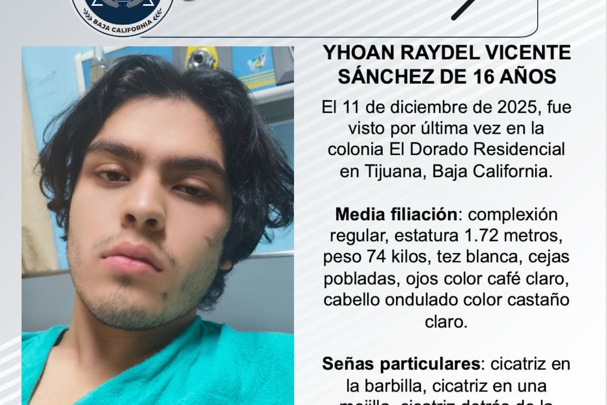 Se busca Yhoan Raydel Vicente Sánchez de 16 años