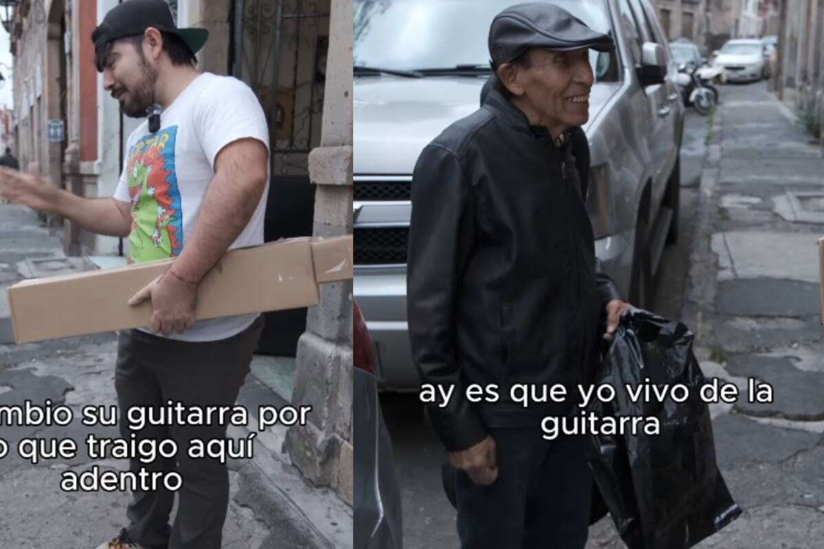 “Ay, es que yo vivo de la guitarra”: Influencer le propone a un músico cambiar su guitarra por lo que él trae en su caja y provoca un momento conmovedor