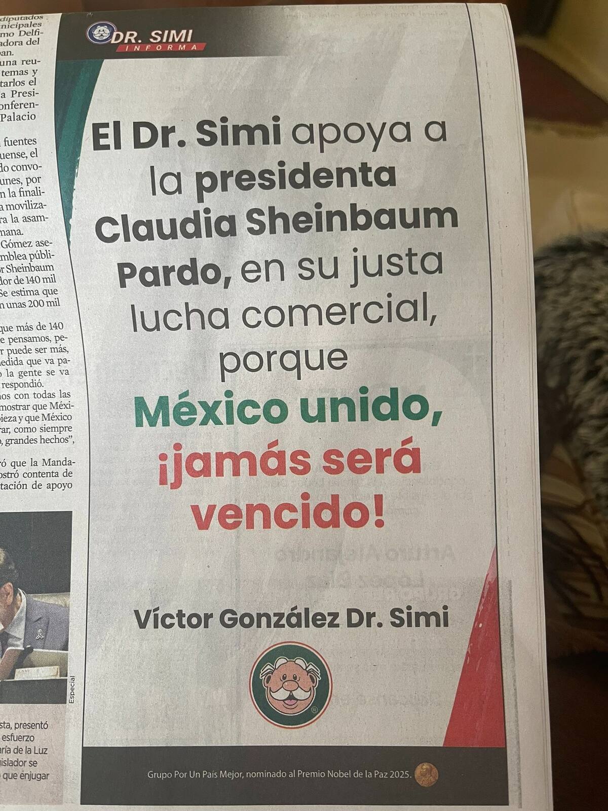 Dr. Simi apoya a Sheinbaum. Foto: Redes sociales