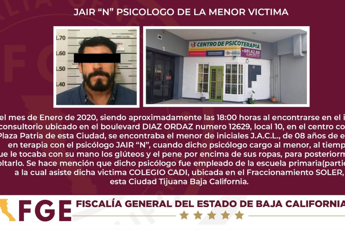 Detienen a sicólogo por supuesto abuso de un paciente