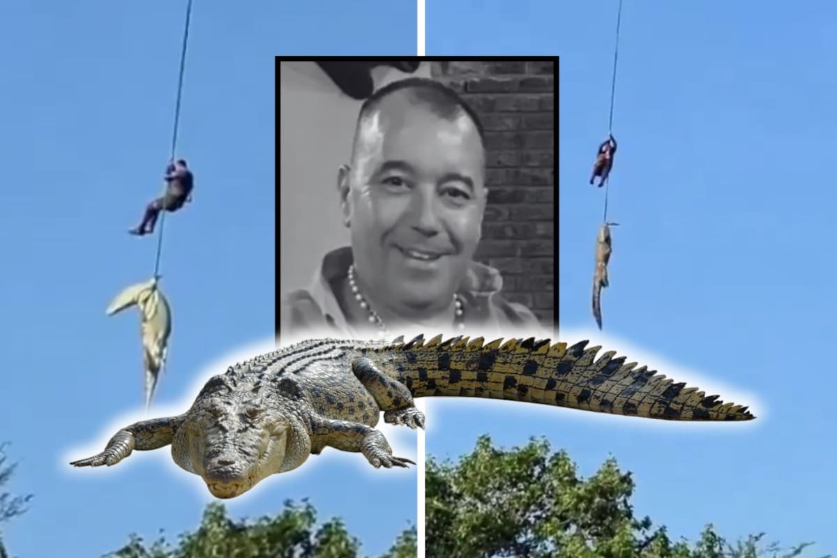 Empresario arrastrado por una creciente del río Komati en Sudáfrica fue devorado por un cocodrilo de 4.5 metros, tras revisar el cuerpo del animal se encontraron seis pares de zapatos que podrían pertenecer a otras víctimas