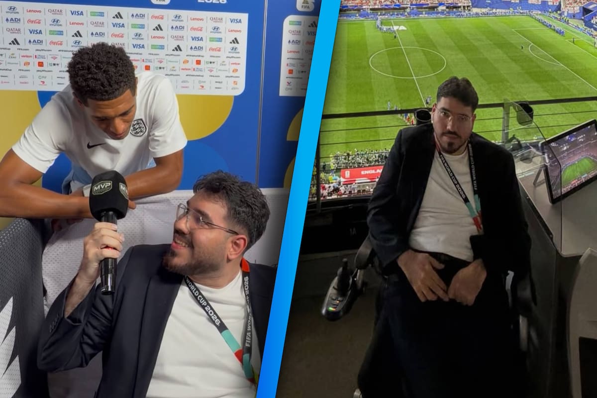 Jude Bellingham y Noni Madueke fueron los únicos jugadores de Inglaterra que atendieron a un reportero venezolano con discapacidad (VIDEO)