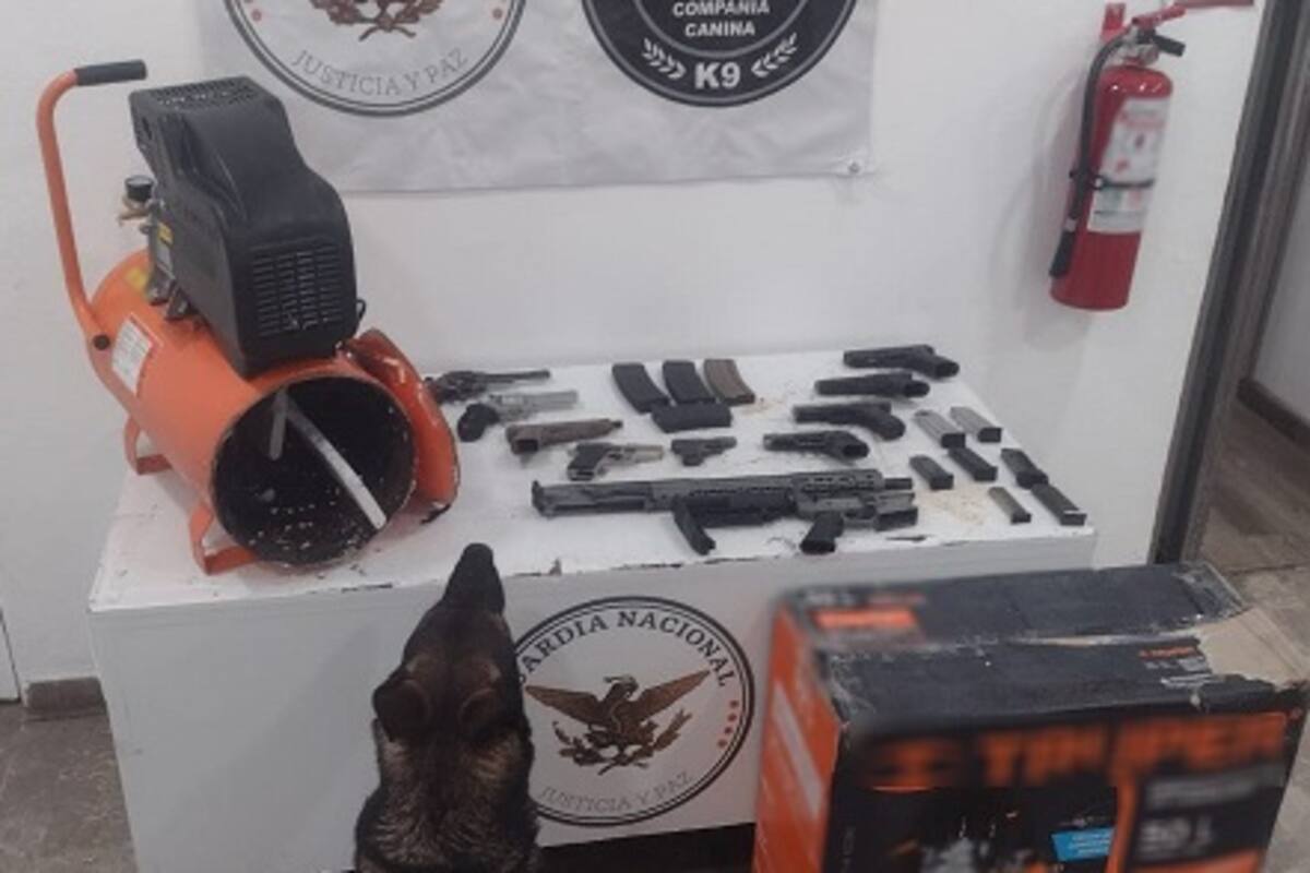 La Guardia Nacional localiza 10 armas de fuego y 13 cargadores dentro de un compresor de aire