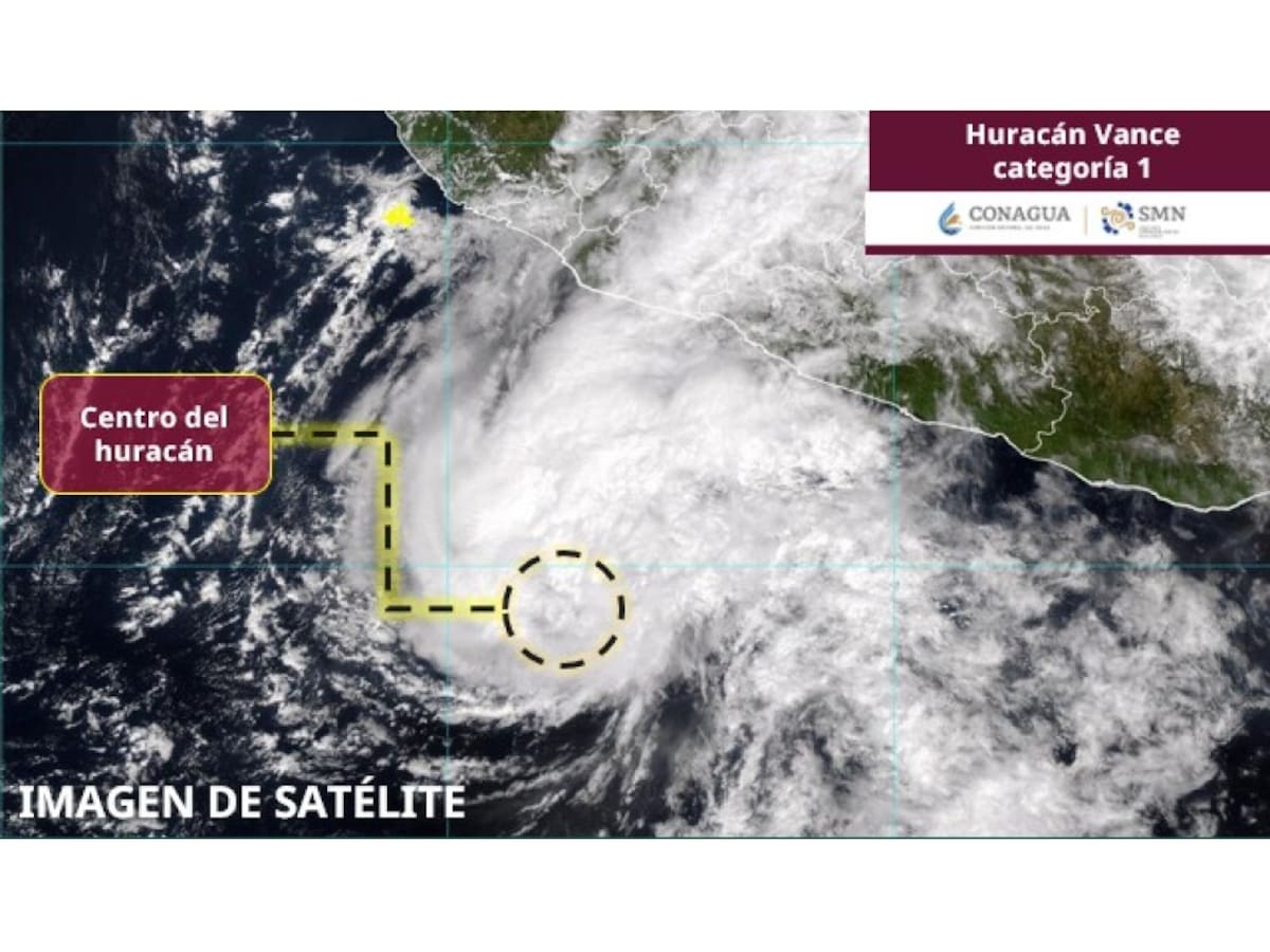 Ubicación del Huracán Vance, categoría 1. | Crédito: SMN/Conagua