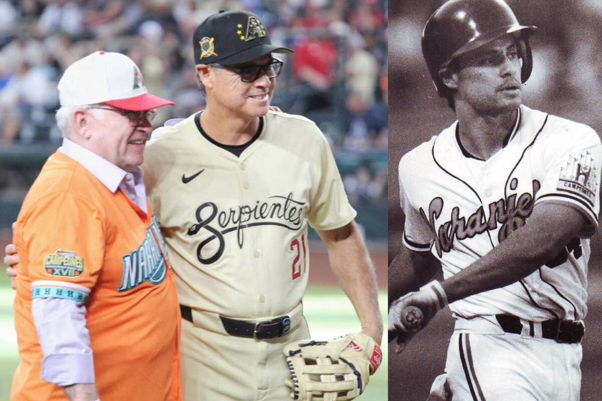 El Ing. Enrique Mazón Rubio, presidente de Naranjeros, con Tony Perezchica, exjugador de Hermosillo y actual coach de los Diamondbacks.