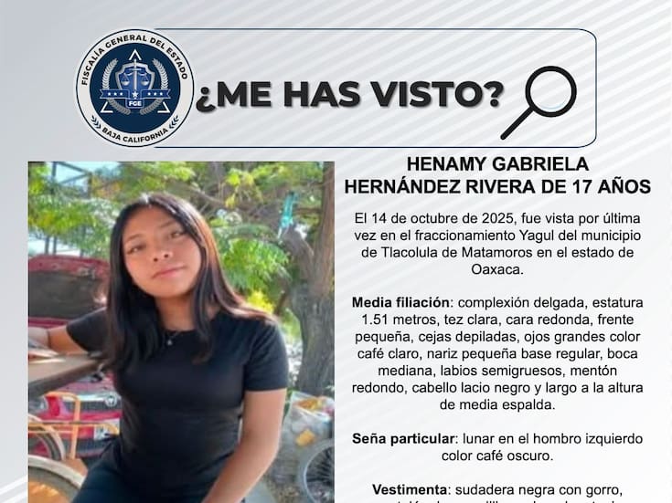 Se busca a Henamy Gabriela Hernández  Rivera de 17 años