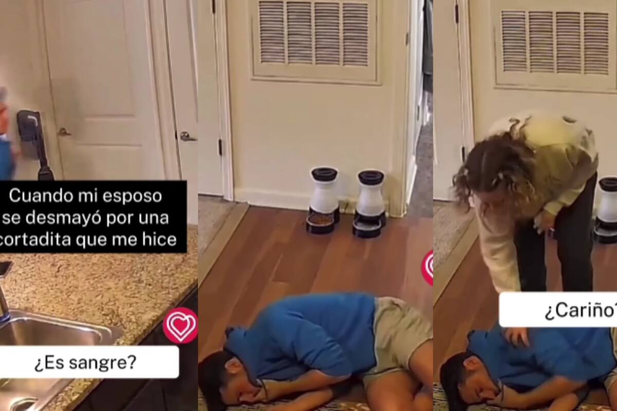 IMPACTANTE: Hombre se desmaya al ver una pequeña herida en su esposa