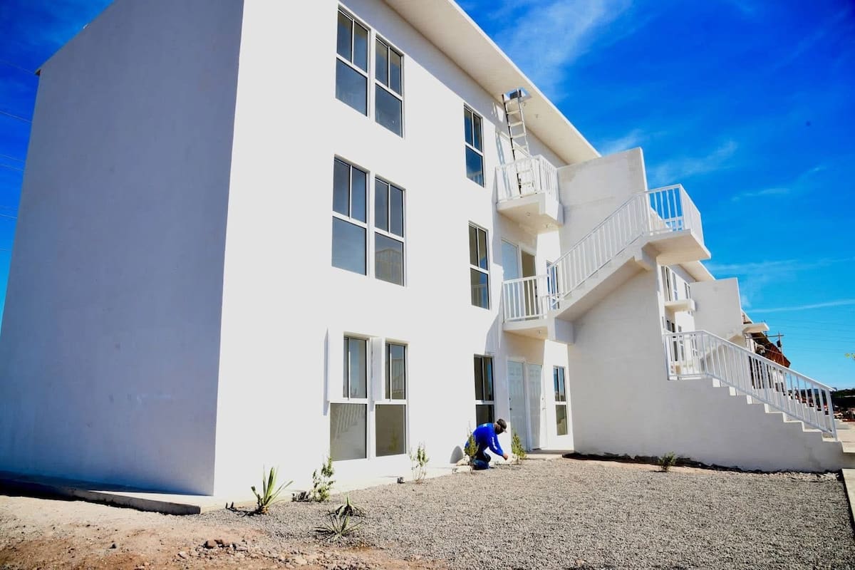 Las primeras Viviendas del Bienestar en Cajeme se localizan al sur de Ciudad Obregón y están por concluir su etapa de construcción. FOTO: ESPECIAL