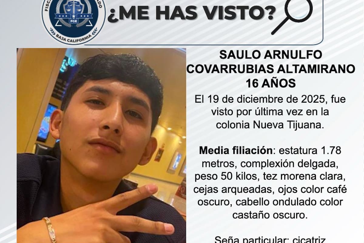 Se busca a Saulo Arnulfo Covarrubias Altamirano de 16 años