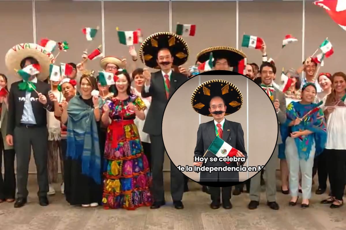 Con bigote y sombrero charro, embajador de Japón en México celebra el Grito de Independencia
