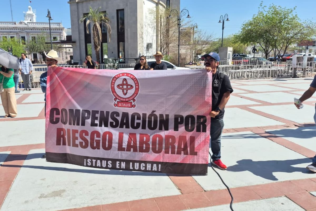 Staus lleva protesta al Poder Judicial con cierre simbólico de instalaciones por conflicto con Unison