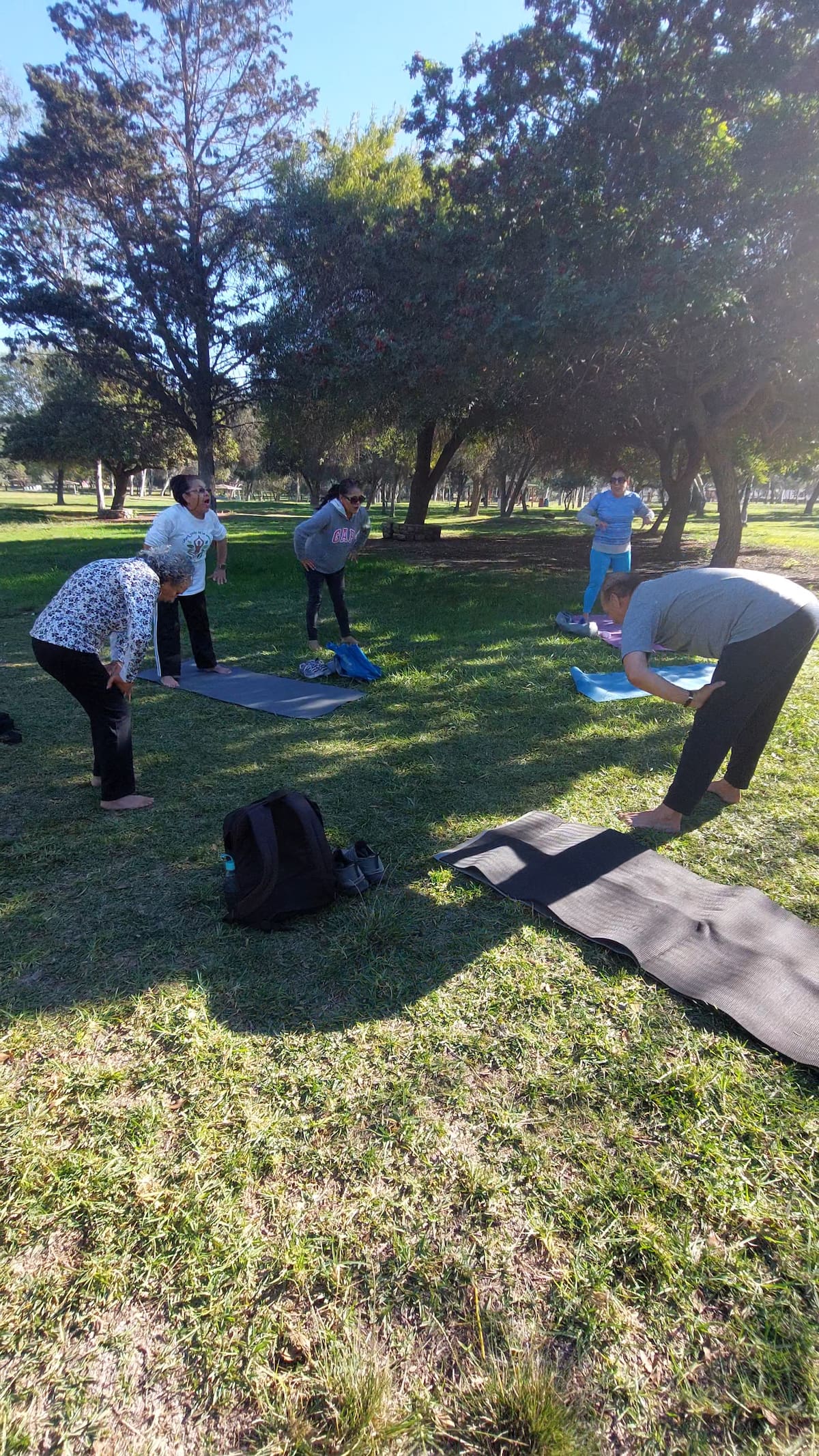 Un grupo de adultos mayores invitó a la comunidad a practicar yoga para cuidar la salud mental y física ante las próximas fiestas decembrinas y de año nuevo. Fotos: Cortesia