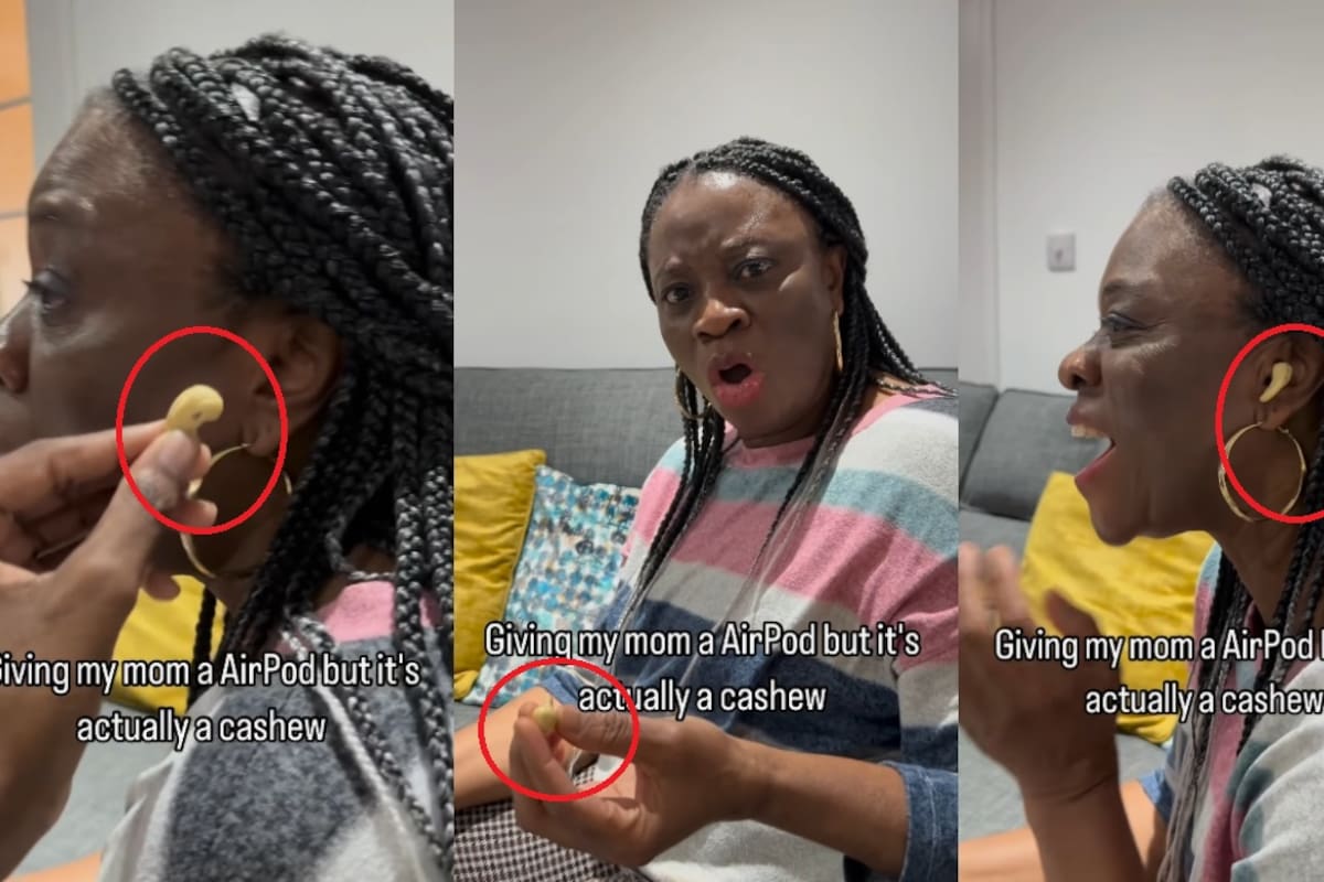 Joven engaña a su madre con que esta hablando con su hermana por un Airpod pero es en realidad una nuez de la India