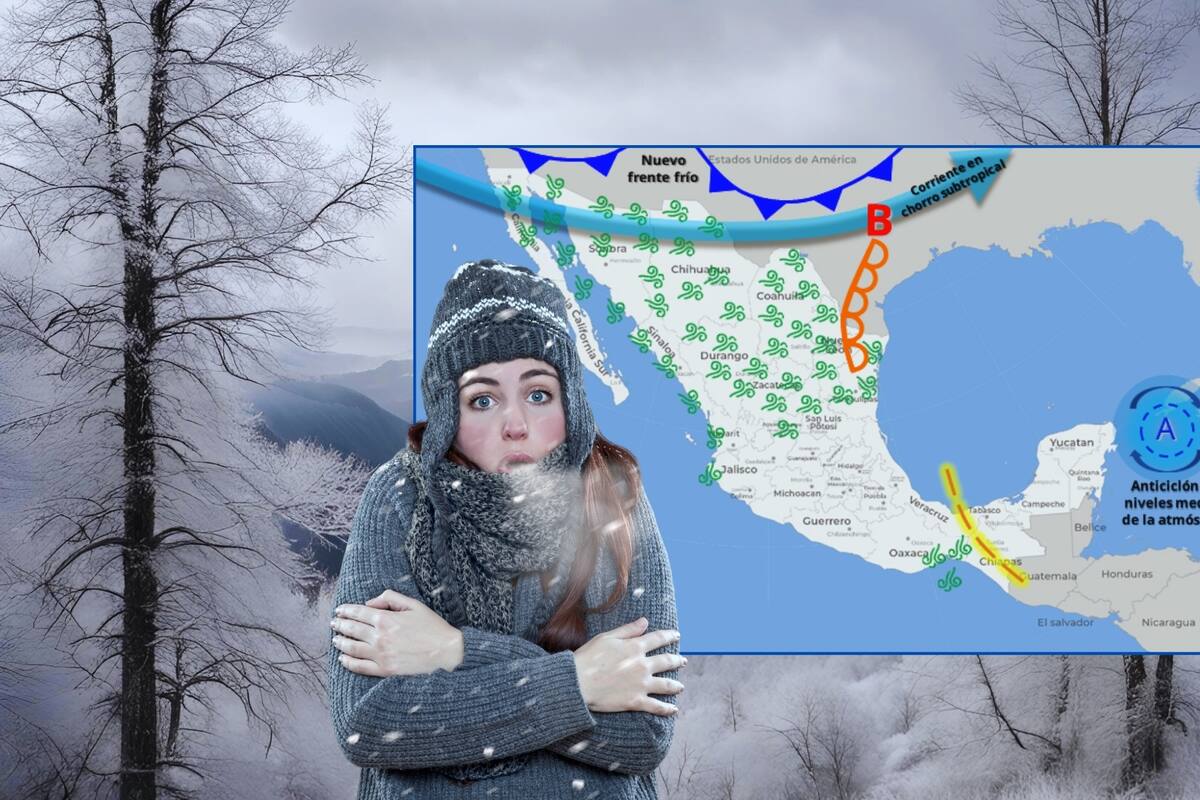 Nuevo frente frío, en interacción con otros fenómenos, deja a México con temperaturas de hasta -15° C, lluvias y vientos fuertes este lunes 9 de diciembre