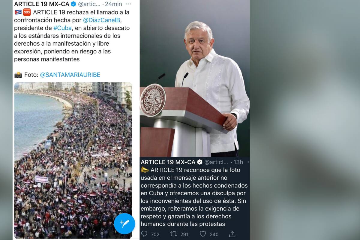 AMLO reprueba “fake” de Artículo 19 y ofrece medicinas, vacunas y comida ante protestas en Cuba
