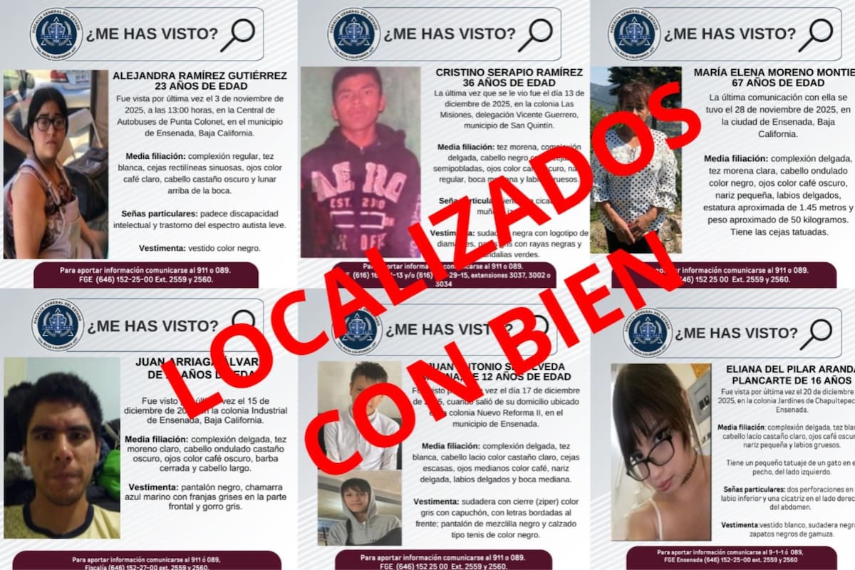 Localizan a seis personas reportadas como desaparecidas en Ensenada y San Quintín