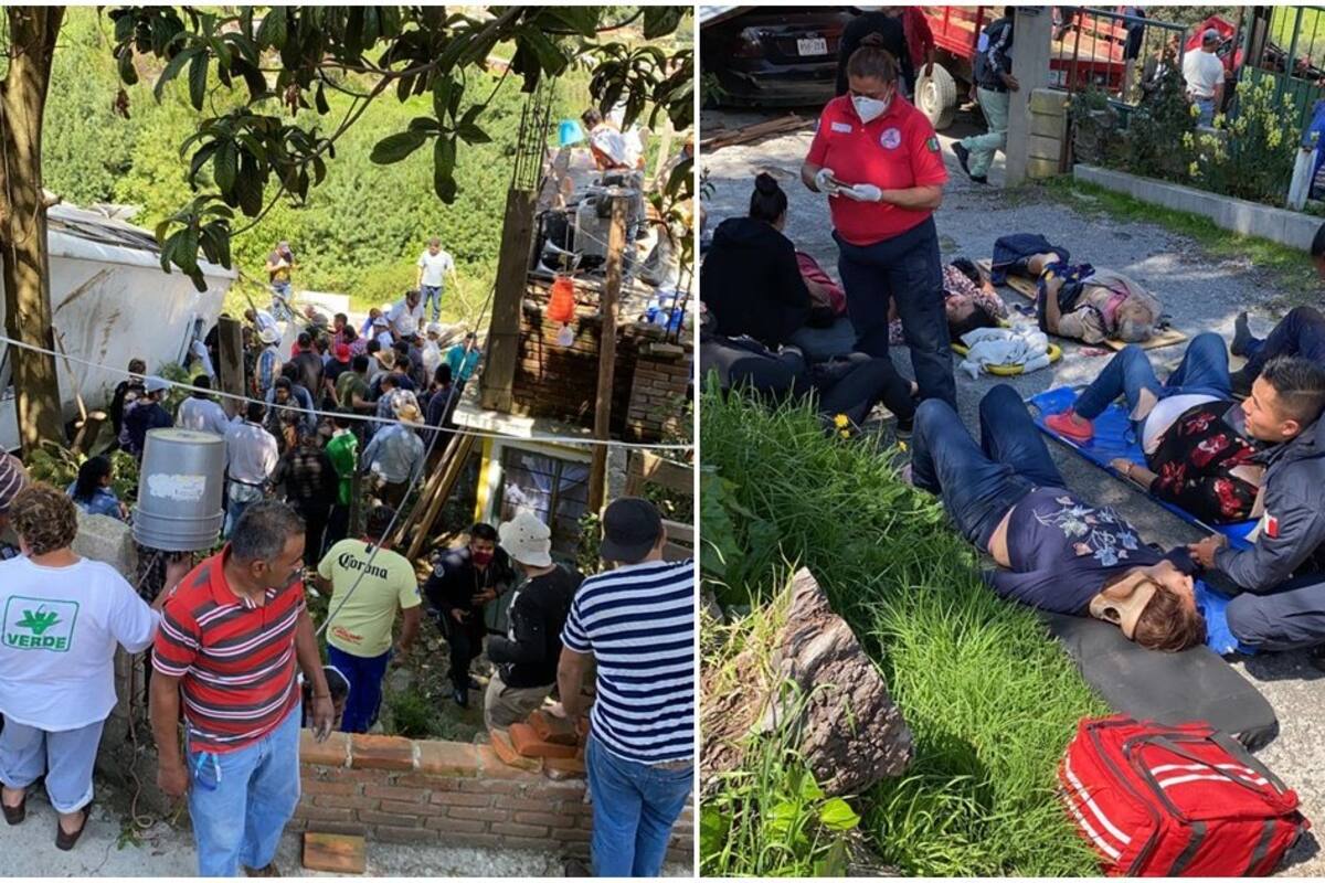 Tragedia en Tlazala: 2 muertes por volcadura de camión en Isidro Fabela y 15 lesionados