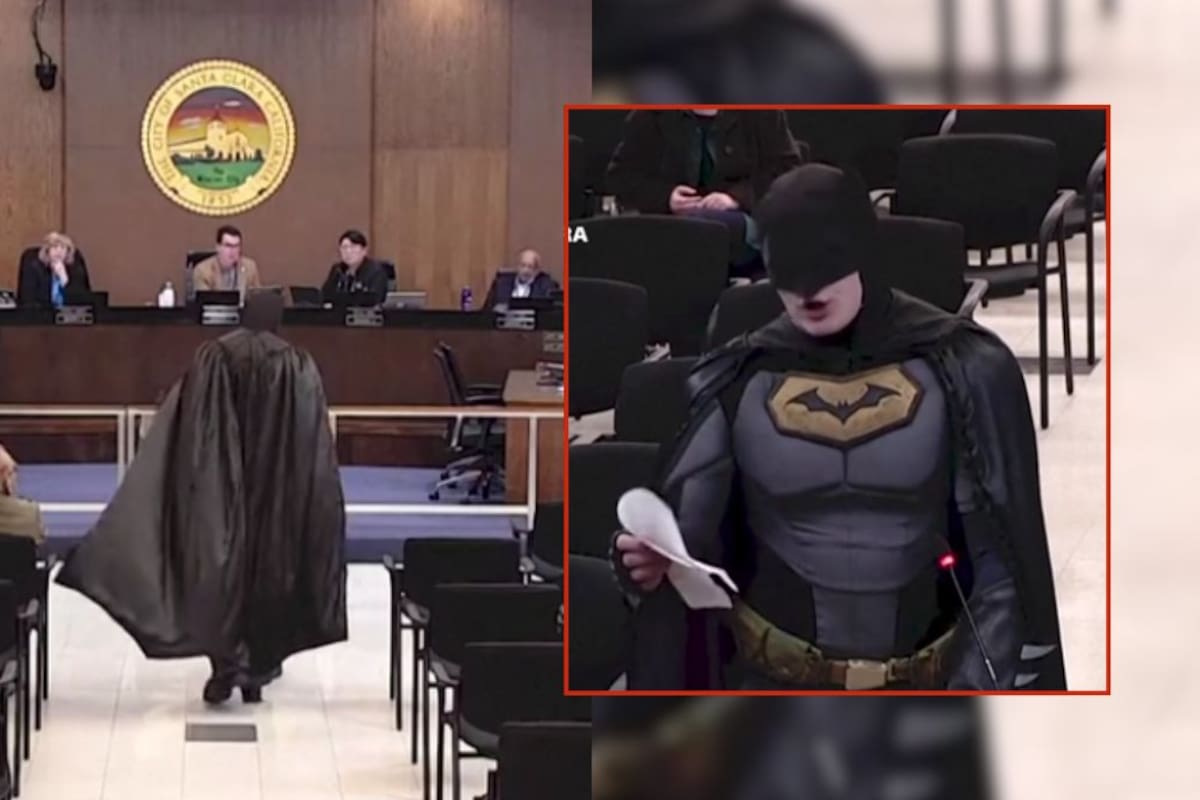 “¿Hicieron todo lo posible?”: Hombre disfrazado de Batman irrumpe en el concejo de Santa Clara y exige frenar cualquier colaboración de la ciudad con ICE