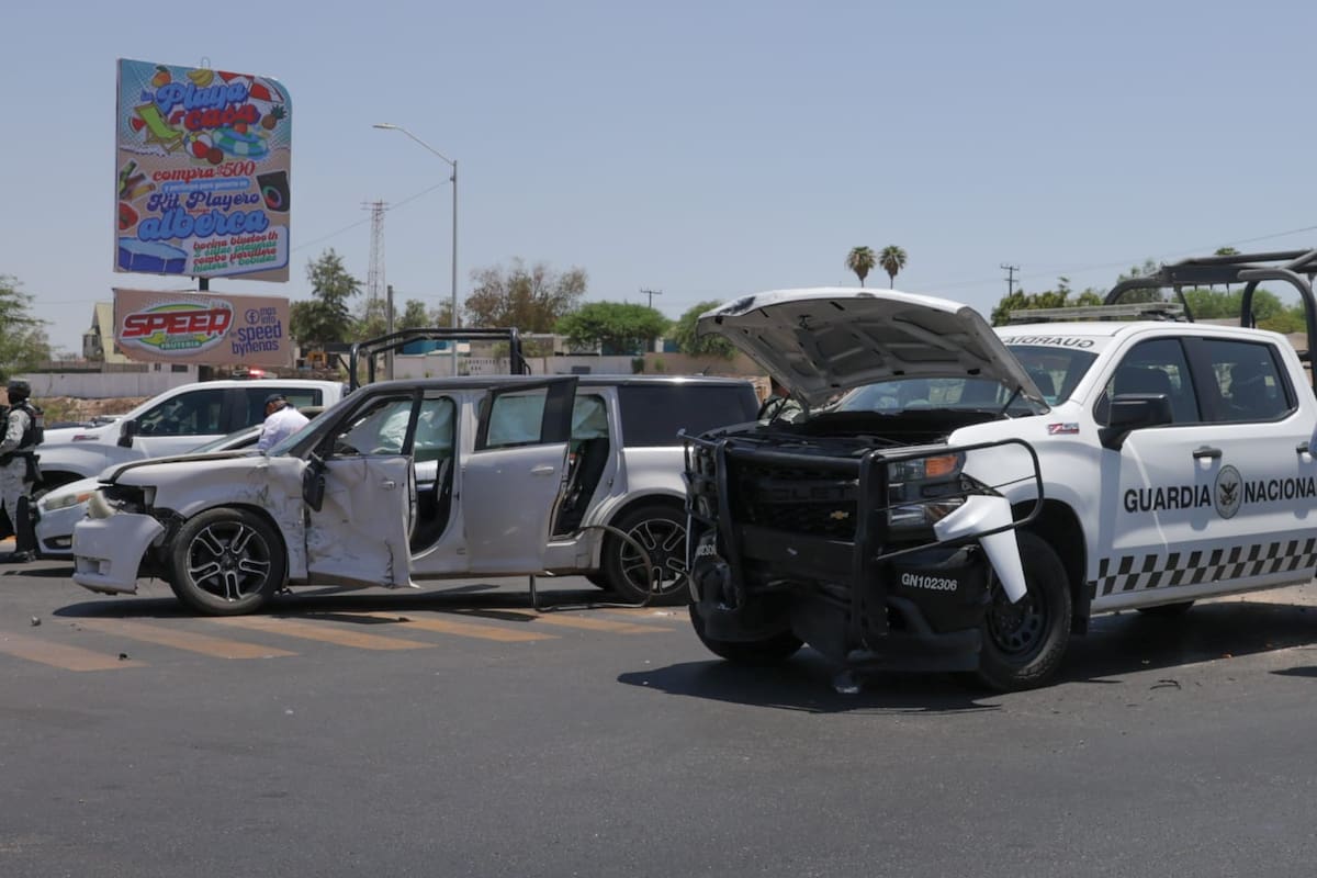 Choca patrulla de la GN contra auto familiar en Río Nuevo