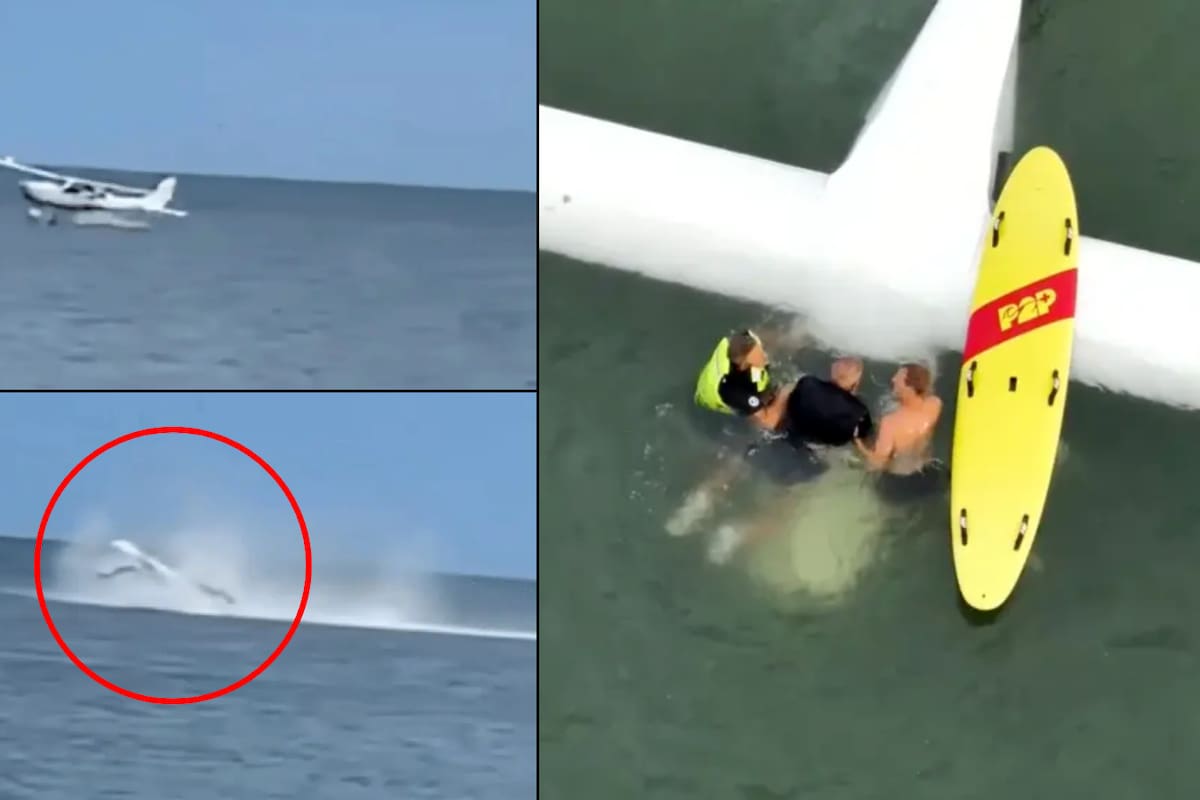 Video muestra el dramático momento en que una avioneta cayó al Atlántico en Carolina del Norte; así fue su rescate