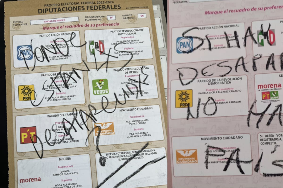 Ciudadanos utilizan boletas electorales para escribir mensajes de protesta: “¿dónde están los desaparecidos?”