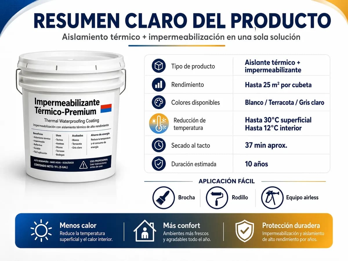 Impermeabilizante premium térmico de 19 litros | Mercado Libre