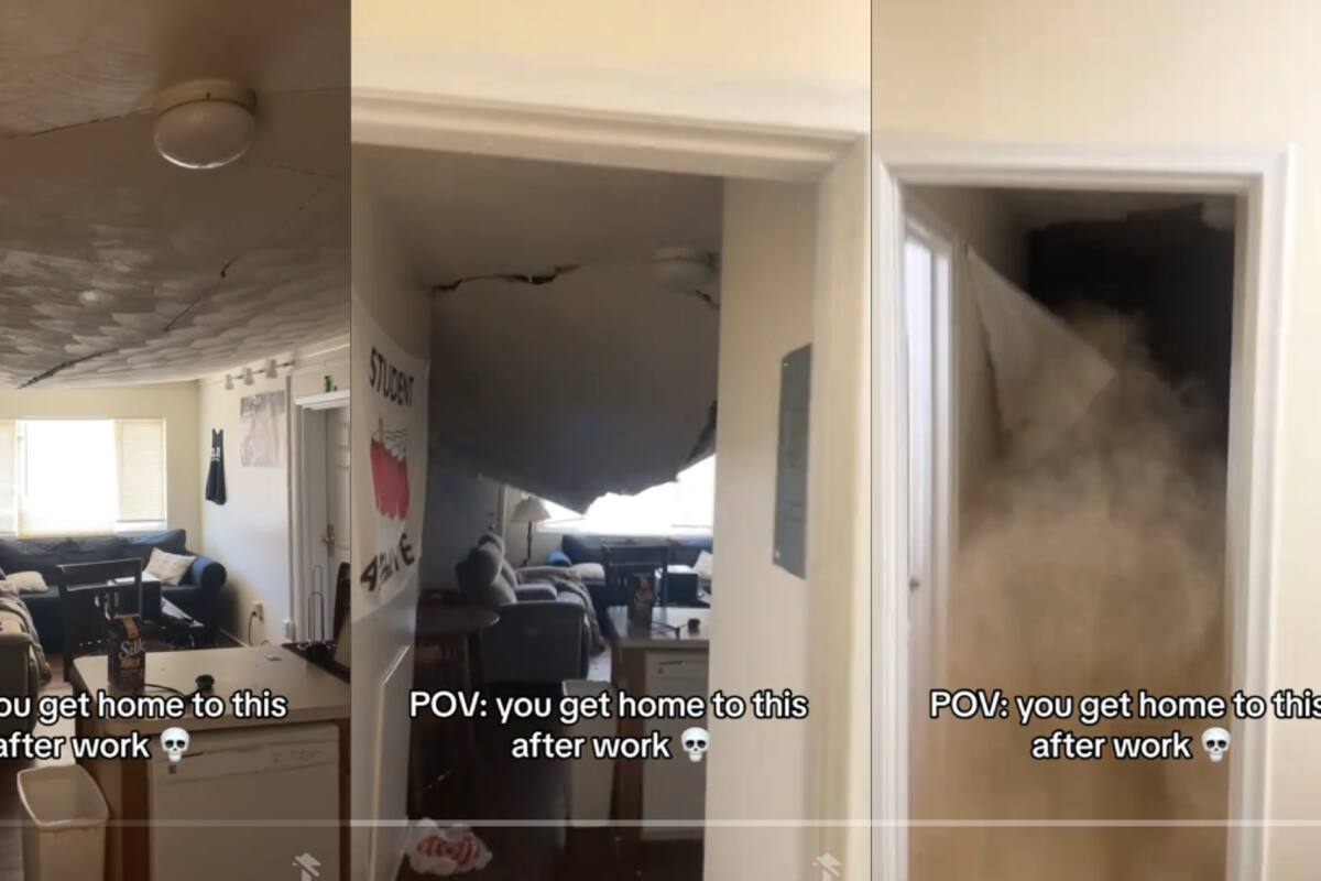 VIDEO: hombre graba el momento en el que el techo de su sala colapsa justo cuando él llegó del trabajo