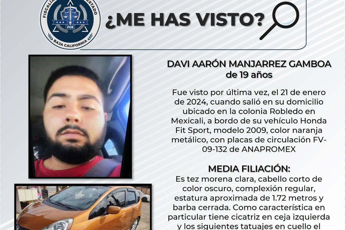 Buscan a Davi Aarón Manjarrez Gamboa