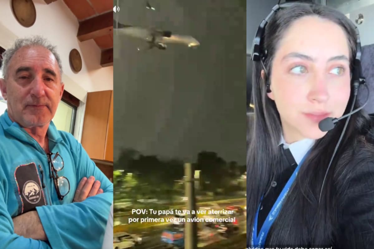 VIDEO: Padre esperó bajo la lluvia para ver el primer aterrizaje de su hija piloto en el AICM