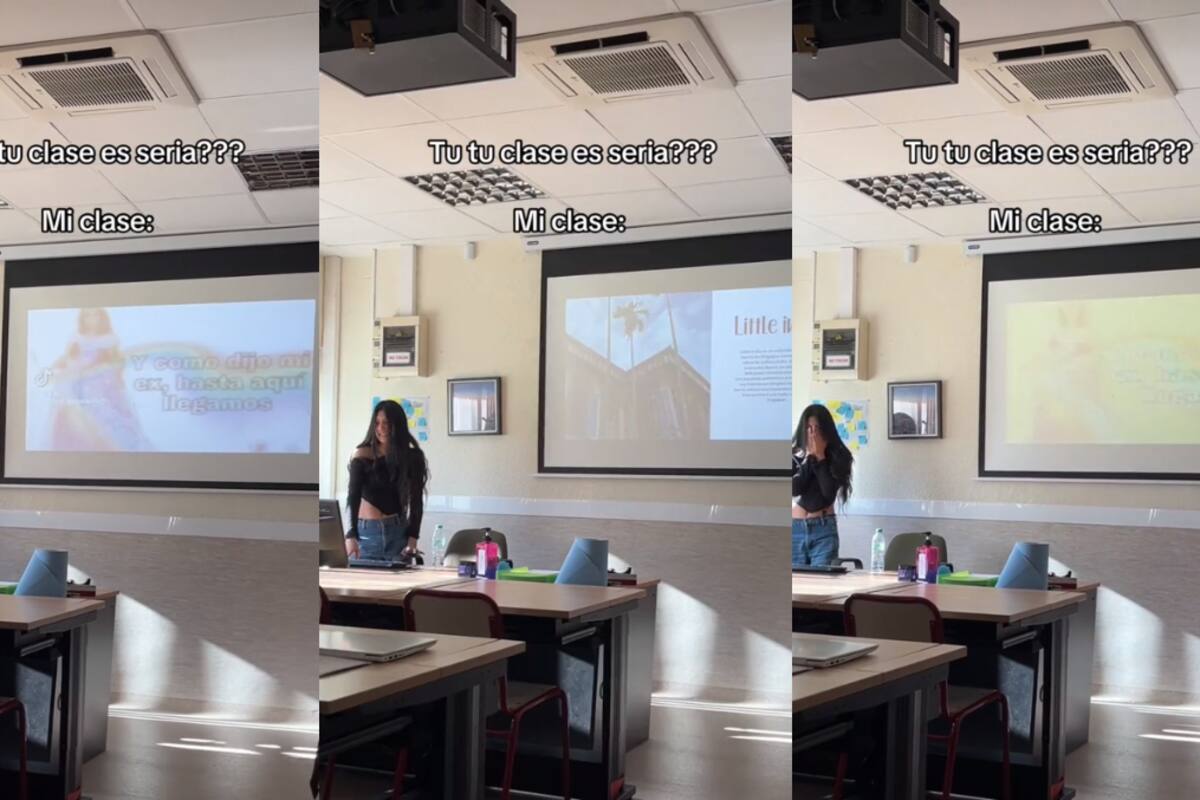 Joven termina con gran estilo su exposición: pone una canción a todo volumen en su aula