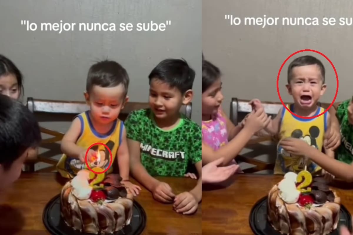 El caos ganó: niño celebra su cumpleaños, toca la vela encendida y termina entre lágrimas