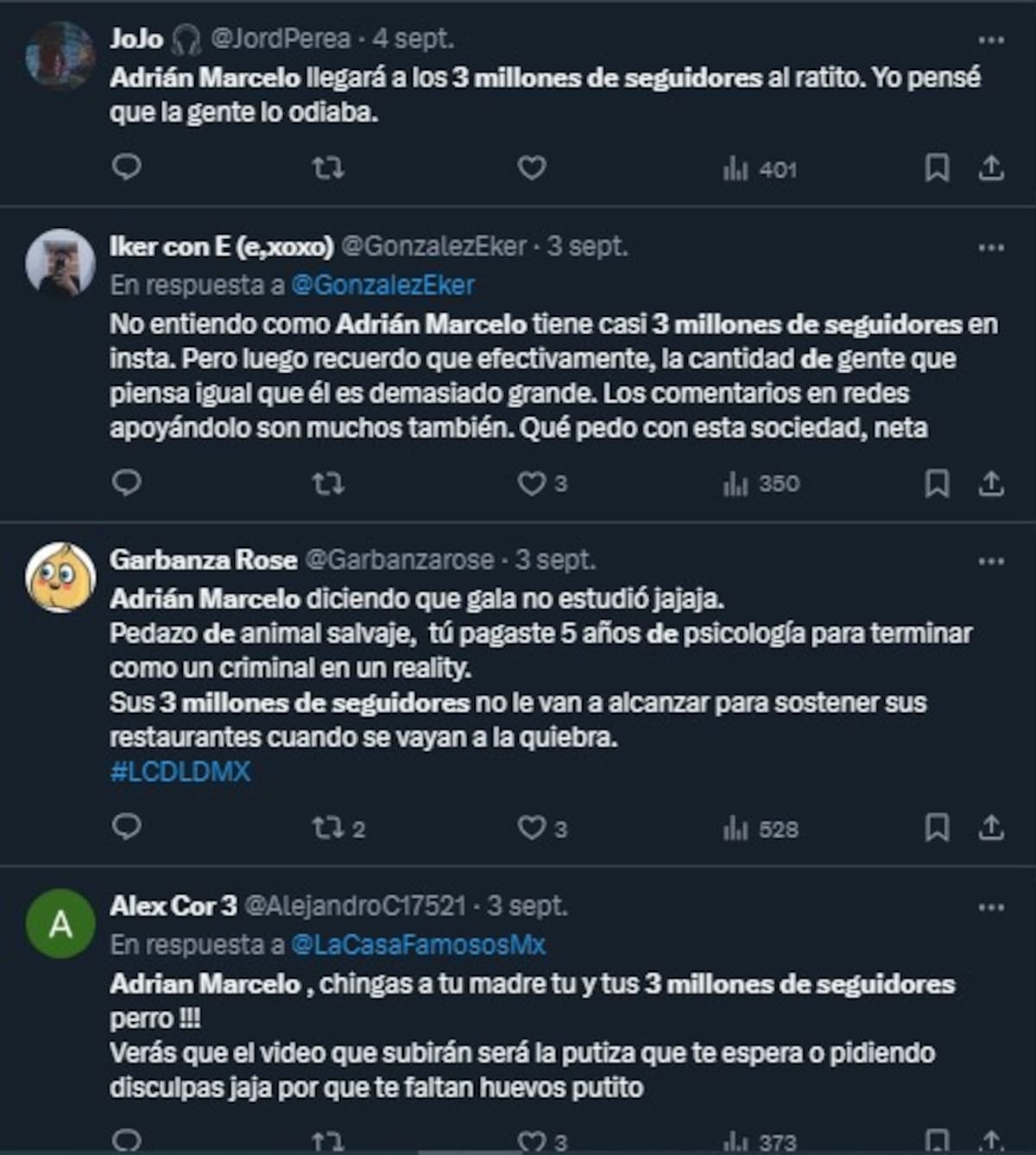 Usuarios opinan sobre el crecimiento de Adrián Marcelo en redes