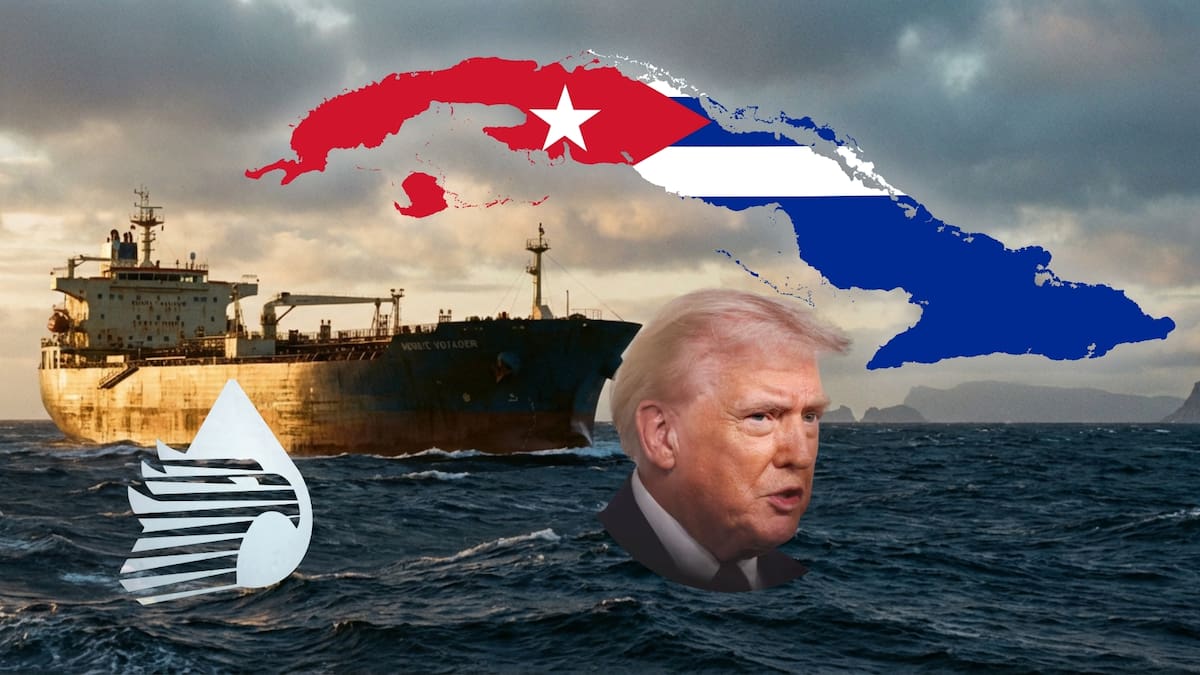 El Swift Galaxy navegando hacia aguas europeas: la imagen del crudo mexicano que "huyó" del conflicto entre Trump y Cuba. (Reuters/Canva)