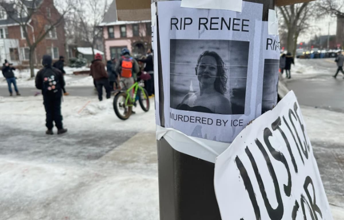 Cartel de protesta tras la muerte de Renee Good a manos de agentes del ICE