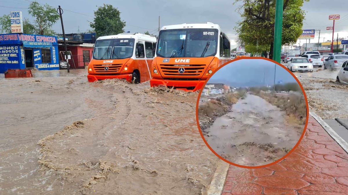 Inundaciones en calles y el Canal de López Portillo y Progreso cargado de agua se reportan en Hermosillo tras lluvias. | Julián Ortega
