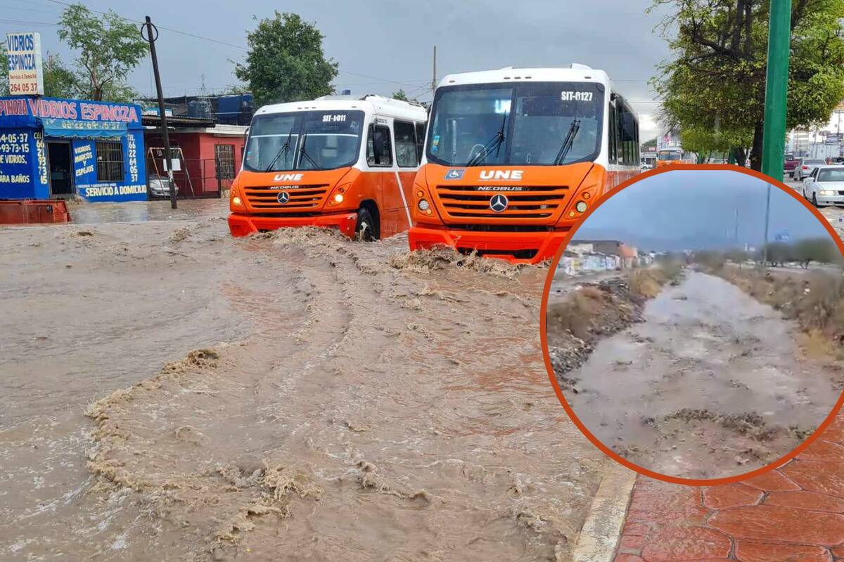 Lluvia en Hermosillo: Cierran calle por agua acumulada y se carga el canal de la López Portillo